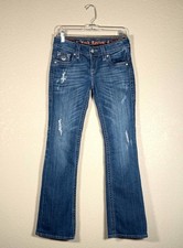 Rock Revival Women's Hayley Bootcut Jeans Size 28 Flap Back Pockets Distressed