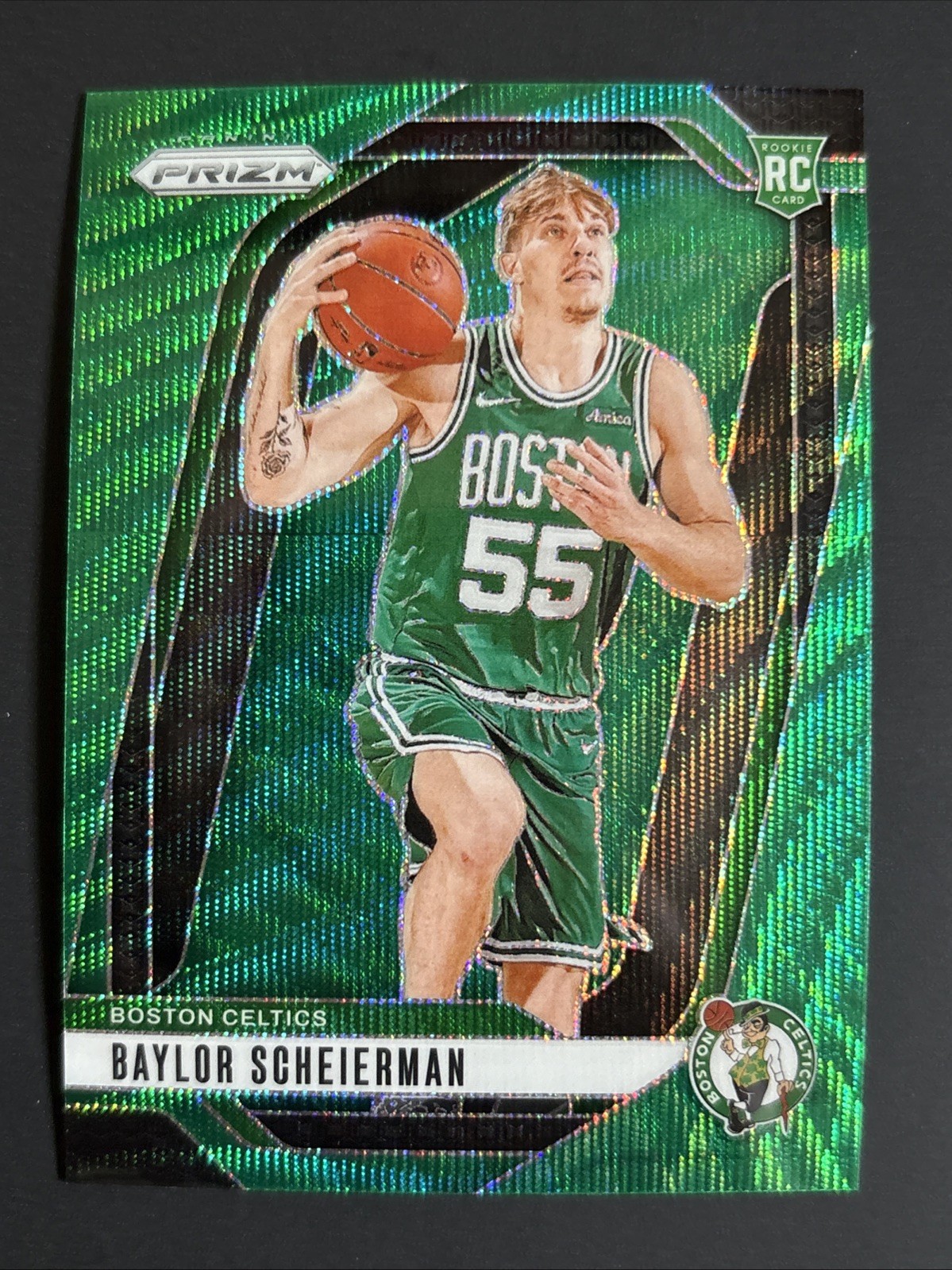 2024-25 Panini Prizm Baylor Scheierman #236 Green Wave Prizm Celtics Color Match