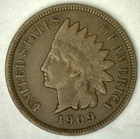 1909 Indian Head Bronze One Cent Coin Circulated Fine Condition 1c