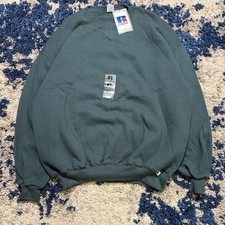 Vintage 90s Russell Athletic Crewneck Sweatshirt Green Blank XXL Made in USA