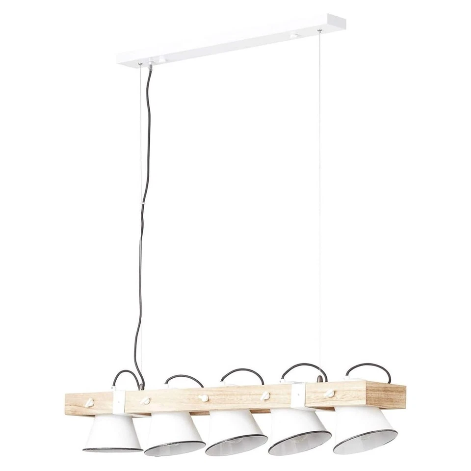 Luminaire Suspendu Plafonnier à Manger Lumière Plow Blanc/Bois 95cm Max. 5 X - Photo 4/4