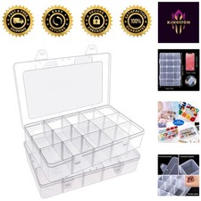 Versatile Craft Storage Box Set - 2 Clear Organizers with Customizable Grids