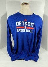 2016-17 Detroit Pistons Team Issued Blue Long Sleeve Training Shirt 3XLT 712360S