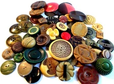 Vintage Celluloid Buttons Carved Wafers Bubbles Shapes Laminated Lot of 68