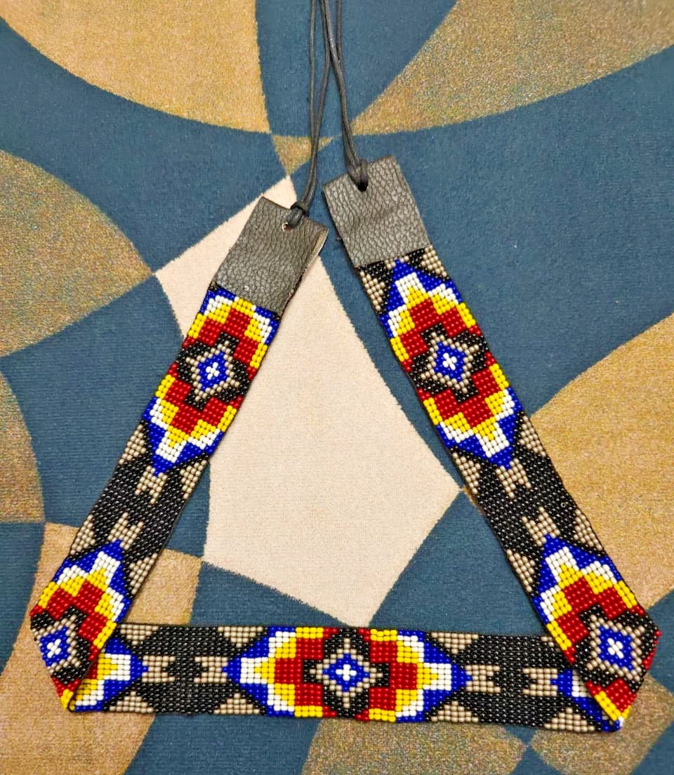 Beaded Hat Band Geometric Southwestern Pattern Cowboy Rode Handmade hatband