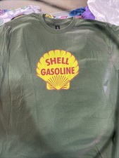 New Retro Shell Gasoline Design Tee | Vintage Gas Station Logo Shirt medium