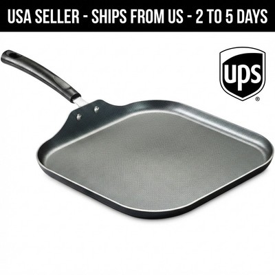 PrimaWare 11'' Nonstick Square Griddle Aluminum Dishwasher Safe Stay Cool Handle