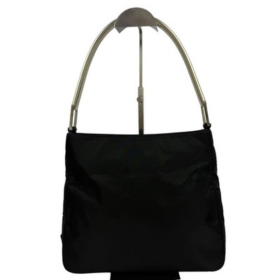 PRADA B8446 Tessuto Nylon Metal Handle Shoulder Bag Black Triangle