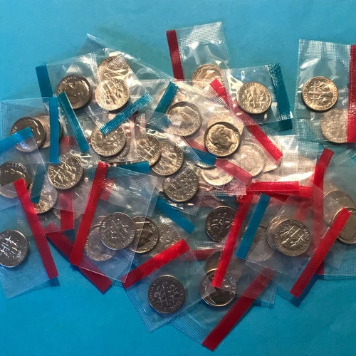 1973 P&D Roosevelt Dimes 25-"P"&25-"D"  Mint Cello Unc   50 Coins   FREE SHIP