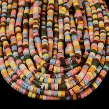 Multi Color Lava Gemstone Rondelle Heshi Slice 4X2MM 6X3MM Loose Beads (D646)