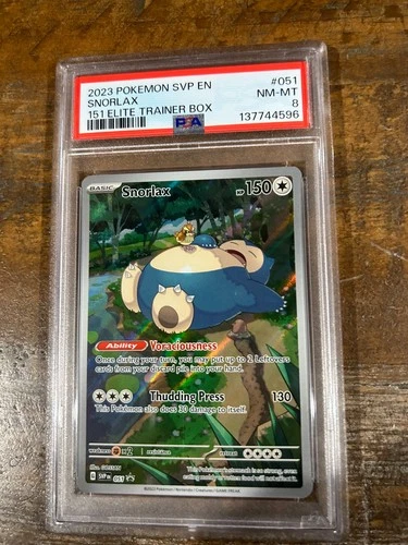 POKEMON 2023 Svp En 151 ETB Full Art SNORLAX #051 PSA 8 RARE 3