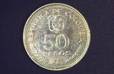 1987- COLOMBIA 50 PESOS Coin -Very Fine