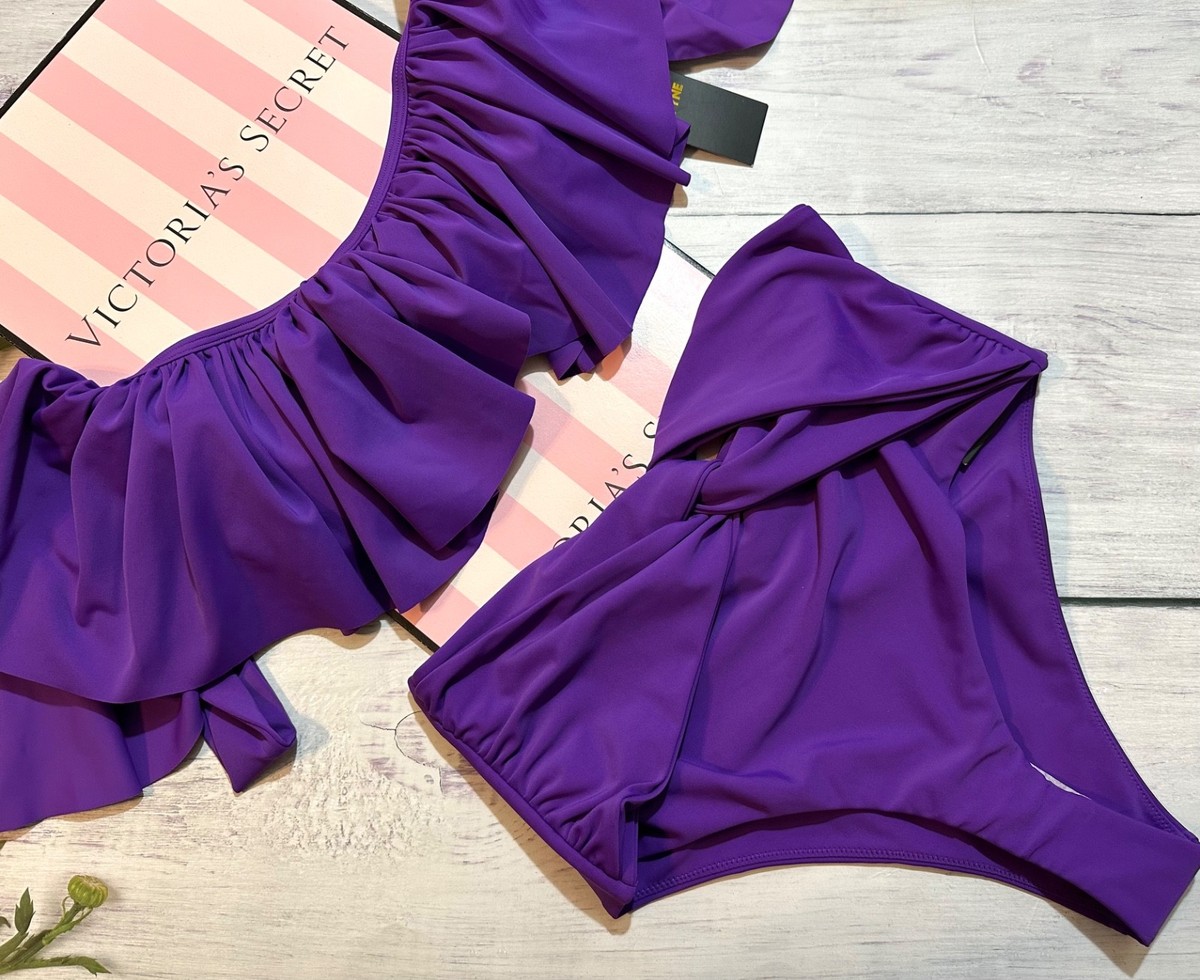 BFYNE Atira Bikini Top Rushed Highwaisted Bottom Set Purple XS