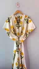 Indian Cotton Yellow Floral Print Kaftan Dress Women's Clothing Kaftan Dress AU
