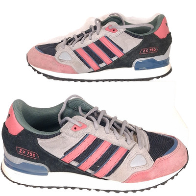 Adidas ZX 750 Sneakers Mens Size 9.5 Shoes Retro Pink Gray Blue 698-001