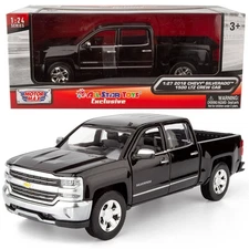 Motormax 1:27 2018 CHEVY SILVERADO 1500 LTZ Crew Cab Black w/ Chrome Trims 79353
