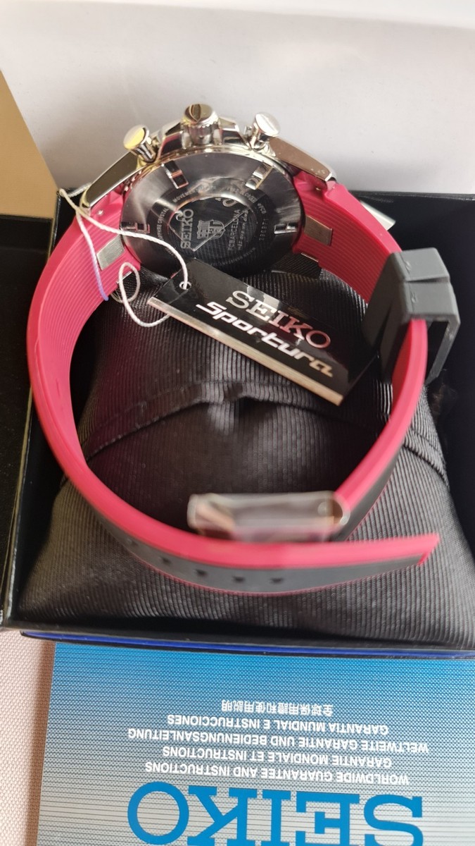 SEIKO SPORTURA SNAE93P1 FCB Barcelona Chrono Watch 7T62 Quartz