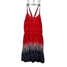 Red, Blue Floral Print Criss Cross Strappy Racerback Mini Dress