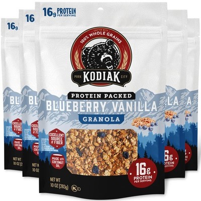 Granola, Blueberry Vanilla, High Protein, 100% Whole Grains (Pack of 5 pouches)