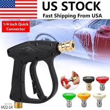 1/4" High Pressure Washer Gun 4000 PSI Car Wash Foam Spray Short Wand w/5 Nozzle