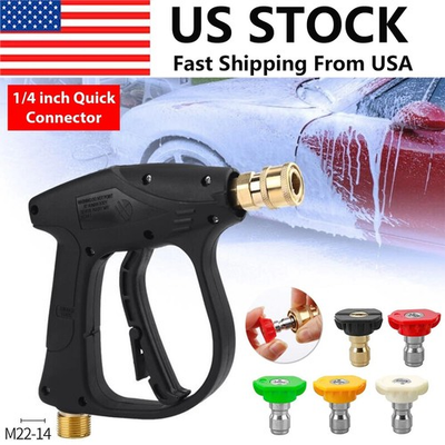 #ad 1 4quot; High Pressure Washer Gun 4000 PSI Car Wash Foam Spray Short Wand w 5 Nozzle $10.79