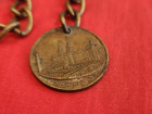 Stamped MACHINERY HALL Watch Fob w Chain: 1893 World's Columbian Exposition — photo 2