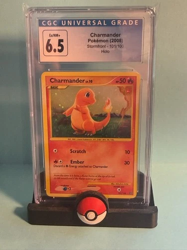 Graded POKEMON CHARMANDER STORMFRONT HOLO 101/100 - OLD BLUE CGC 6.5