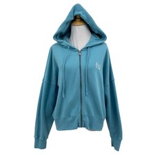 Abercrombie  Fitch Sweatshirt Womens L Light Blue Fleece Lined Zip Up Hoodie