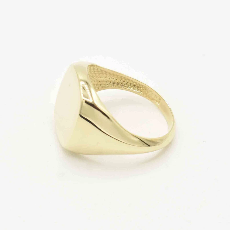 Large Shiny Signet Ring Real Solid 14K Yellow Gold All Sizes - Image 2 of 4