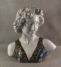 GRAND BUSTE FAIENCE ANGELO MINGHETTI DAVID DE VERROCCHIO ERA DELLA ROBBIA ITALIE