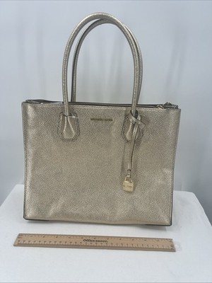 New MICHAEL KORS MERCER LARGE STUDIO CONVERTIBLE Pale Gold LEATHER BAG