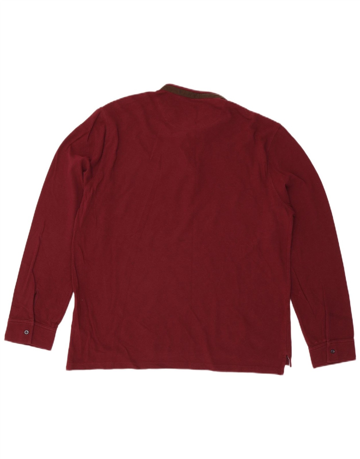 Massimo Dutti Mens Casual Fit Long Sleeve Polo Shirt 2XL Burgundy Cotton AQ39 thumbnail 2