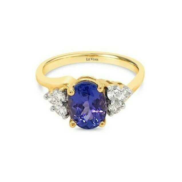 Le Vian 14K Yellow Gold Cocktail Ring for Her 1.82 cts Tanzanite Diamond Size 7