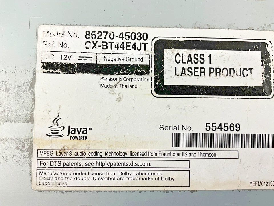 DVD-плеер развлекательный 2016 Toyota Sienna Blu-Ray 86270-45030 от оригинального производителя - Изображение 4 из 4