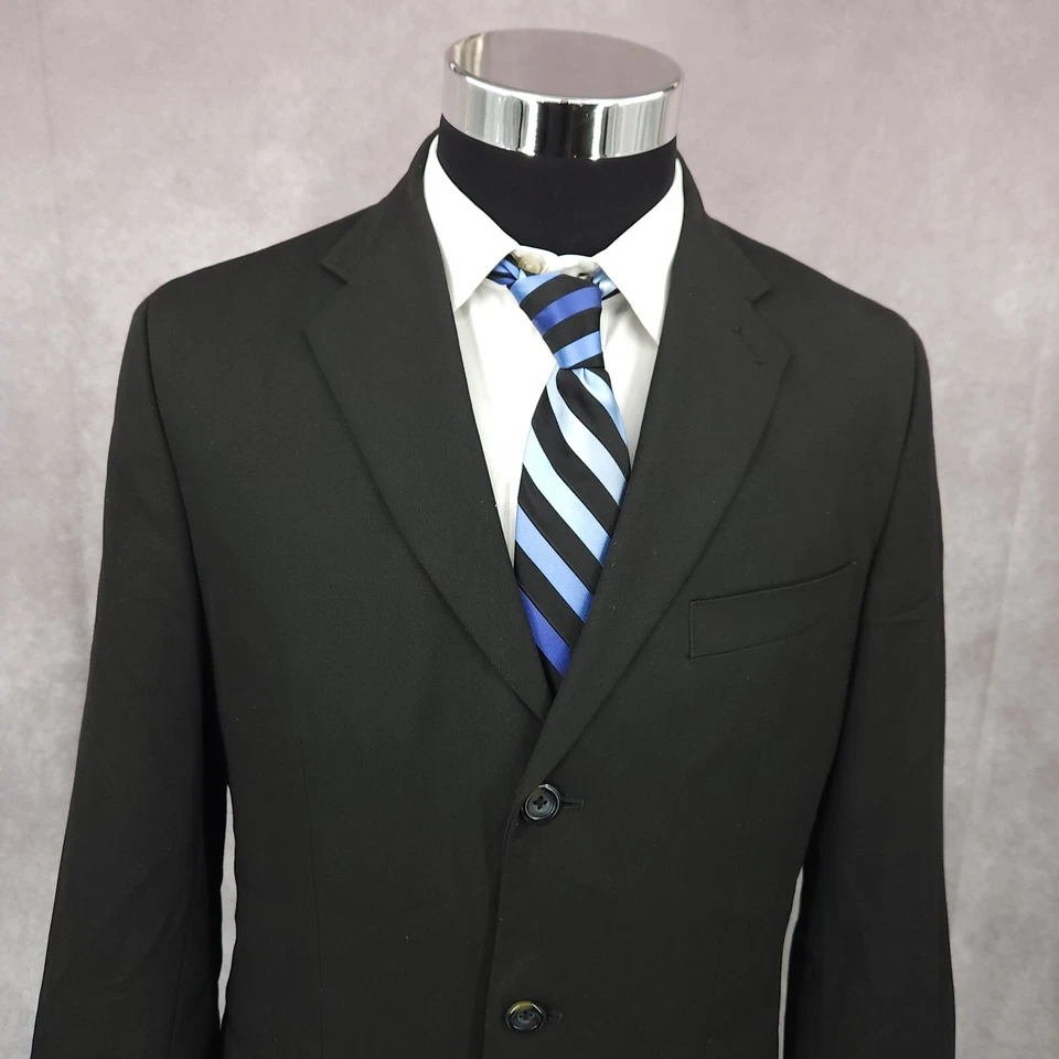 Blazer Merona Para Hombres 38R Negro Abrigo Deportivo Chaqueta 3 Botones Poliéster Mezcla Ventilación Foto 3 de 4