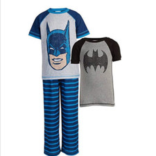Komar Kids Boy's Batman 3-Piece Sleepwear Set BLUE,Size 4T NWT