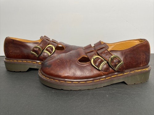 Auténticos Zapatos Mary Jane Vintage Originales Dr. Martens Para Mujer Marrón Oscuro Talla 6