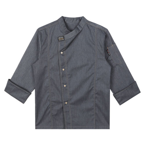Unisex Men Women Breathable Chef Jacket Cooking Coats Canteen Work Uniform - Picture 56 of 88