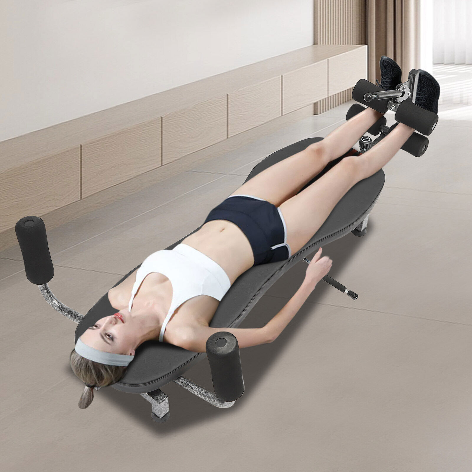 NEW Back Stretch Decompression Bench Length Adjustable Gravity Inversion Fitness