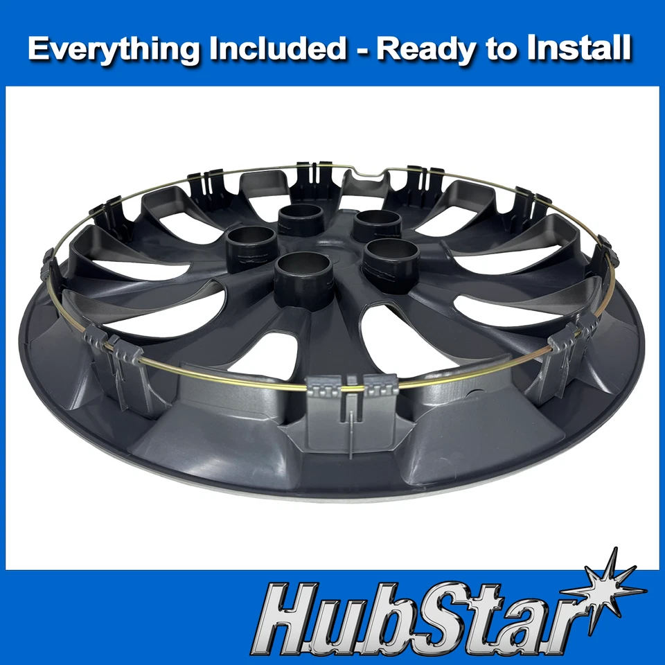 НОВЫЙ комплект колпаков колес для Nissan Sentra 2013-2019 премиум копия 16-дюймовый глянцевый черный - Изображение 3 из 4