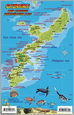 Okinawa Japan Fish Card Dive Map & Coral Reef Creatures Waterproof Franko Maps