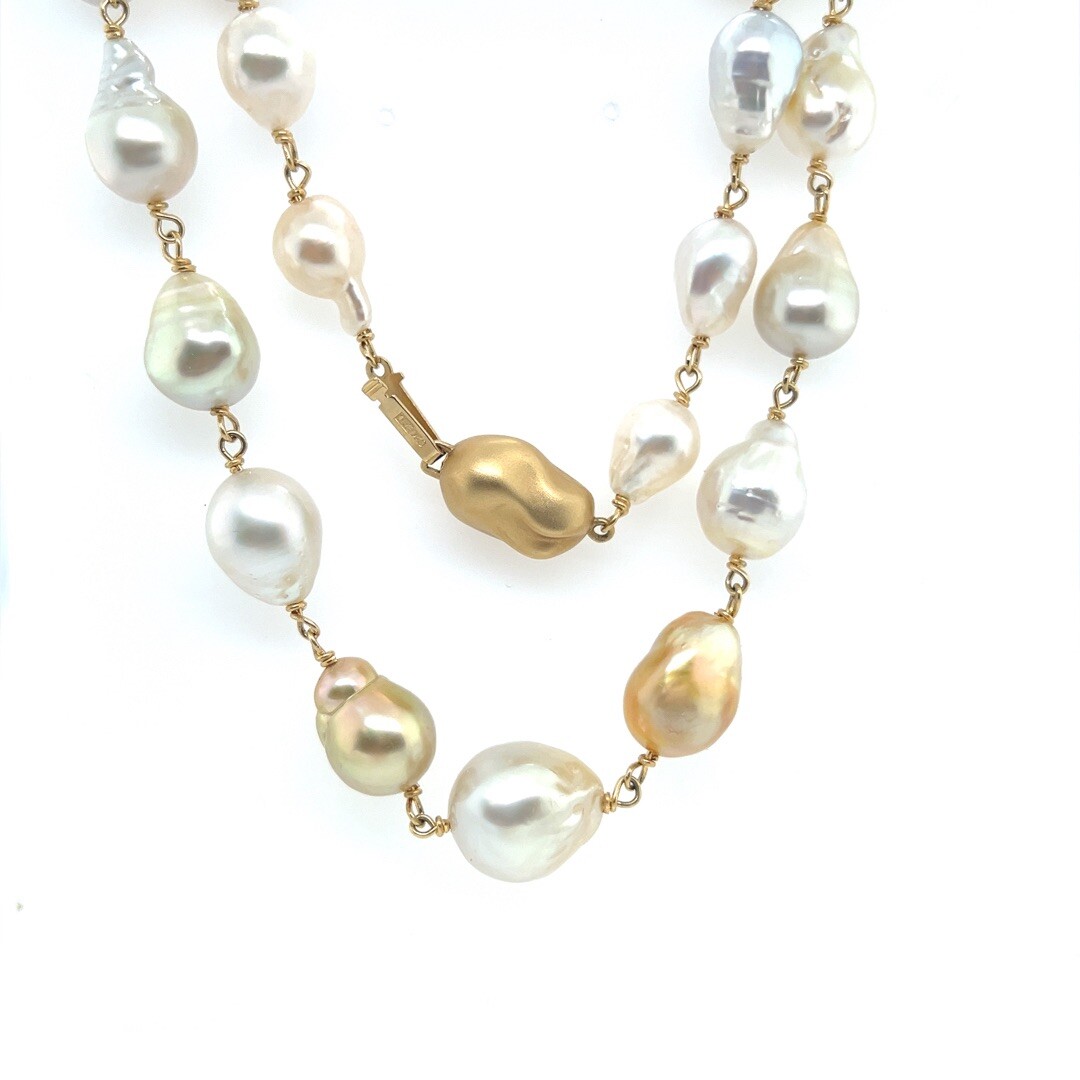 OSTKAKA ★ BAROQUE PEARL NECKLACE GOLD [正規品/関税込] Linton_Necklace_Lariat_Long_Pe