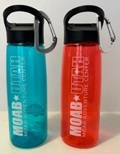 Lot of 2 Moab Adventures Water Bottles BPA Free 30oz. Orange & Blue