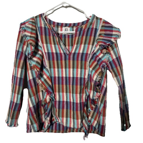 Anthropologie DRA Damen Kelsey gewebtes Streifen Top Größe M Boho Hobo Fransen Western