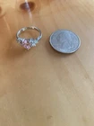 Vintage Sterling Silver Pink Sapphire And CZ Ring Size 6.5