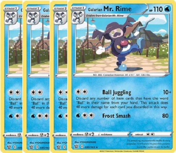 Pokemon - Galarian Mr Rime x 4 -35/163 NM Battle Styles - Free Holographic Card