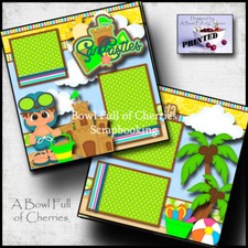 Sand Castles Beach boy 2 premade scrapbook pages prints paper piecing By Cherry