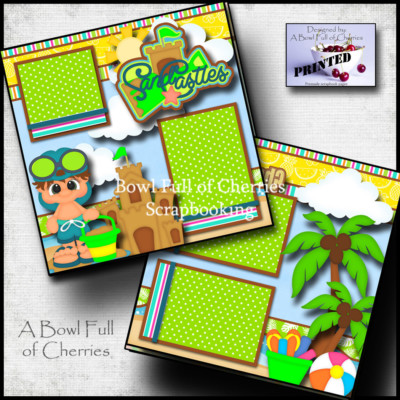 Sand Castles Beach boy 2 premade scrapbook pages prints paper piecing By Cherry