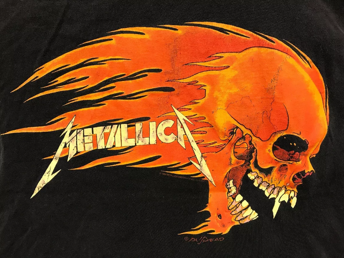 METALLICA Vintage T Shirt 90s Pushead Flaming Skull 1994 Tennessee River Sz M