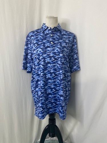 Herren Medium Poloshirt USA Palmenblau Camouflage Athletisch Kurzarm - Bild 2 von 10